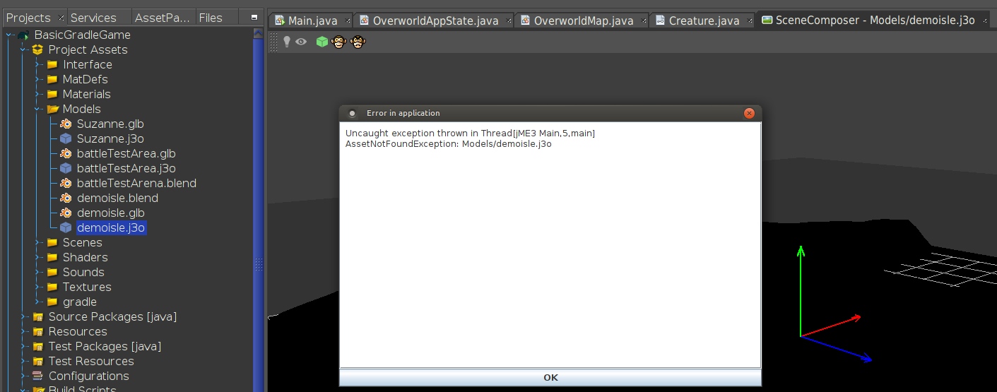 Can t find asset in gradle jme3 project import assets jmonkeyengine hub